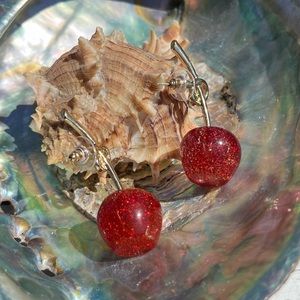 Red apple drop earring